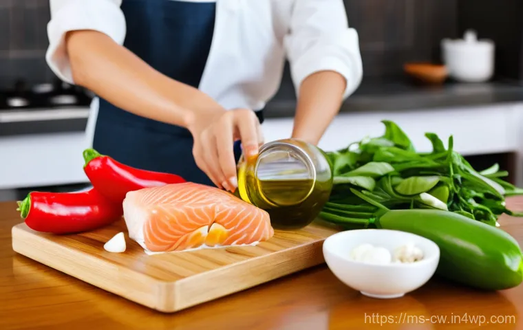 저탄수화물 다이어트와 대체 지방 선택 - Image Prompt 1: Healthy Cooking Oils in a Malaysian Home Kitchen**