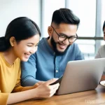 저탄수화물 다이어트를 위한 온라인 커뮤니티 활용법 - **Community Support and Connection**
"A vibrant scene featuring a diverse group of adult Malaysi...